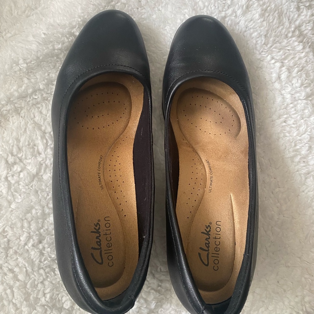 Clarks Collection Black Leather Women's Wedge